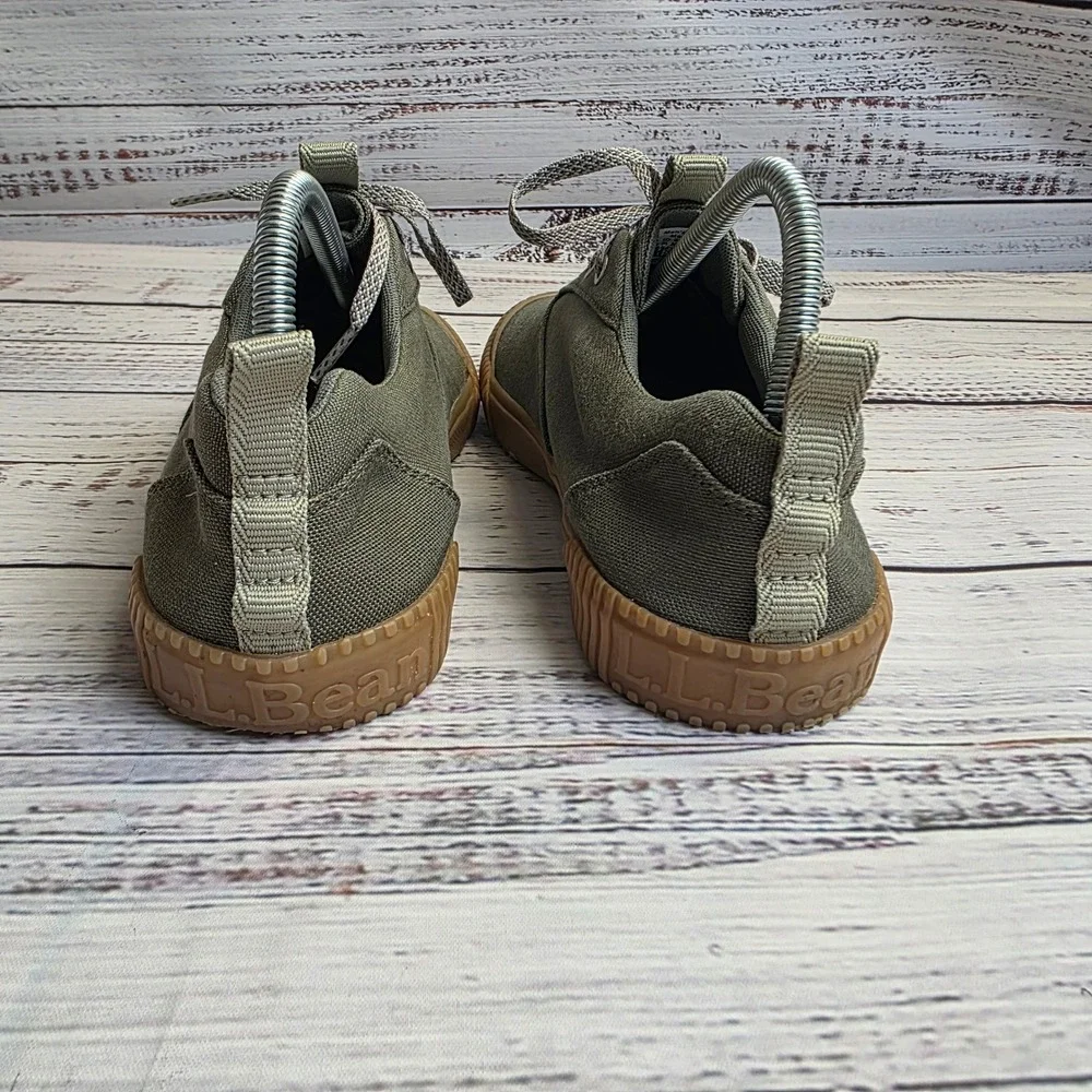 LL Bean Eco Woods Lace Up Mens Canvas Sneakers Olive Green Shoes 515716 Size 8.5 - Picture 7 of 10